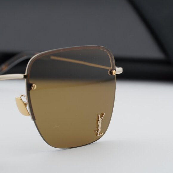 Saint Laurent SL 312 M 014 Square Sunglasses - Gold\\Brown main image 7